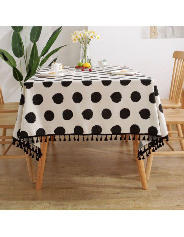 Lexuan Xiu cotton linen thickened tablecloth black and white simple ins wind cotton linen wholesale picnic party tablecloth cover