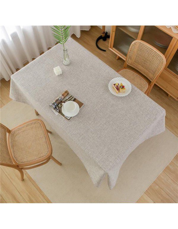 Simple tablecloth linen cotton thickened plain plain tea table cloth linen waterproof conference table rectangular tablecloth table
