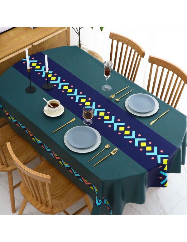 Chinese table cloth waterproof, oil proof, wash free, hot resistant pvc table cloth rectangular oval table mat ins