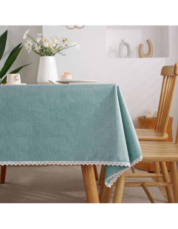 Cross border Amazon cotton and linen table cloth waterproof, oil proof, wash free, solid color table cloth restaurant tea table cloth spot wholesale
