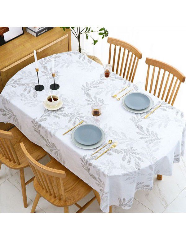 Chinese table cloth waterproof, oil proof, wash free, hot resistant pvc table cloth rectangular oval table mat ins