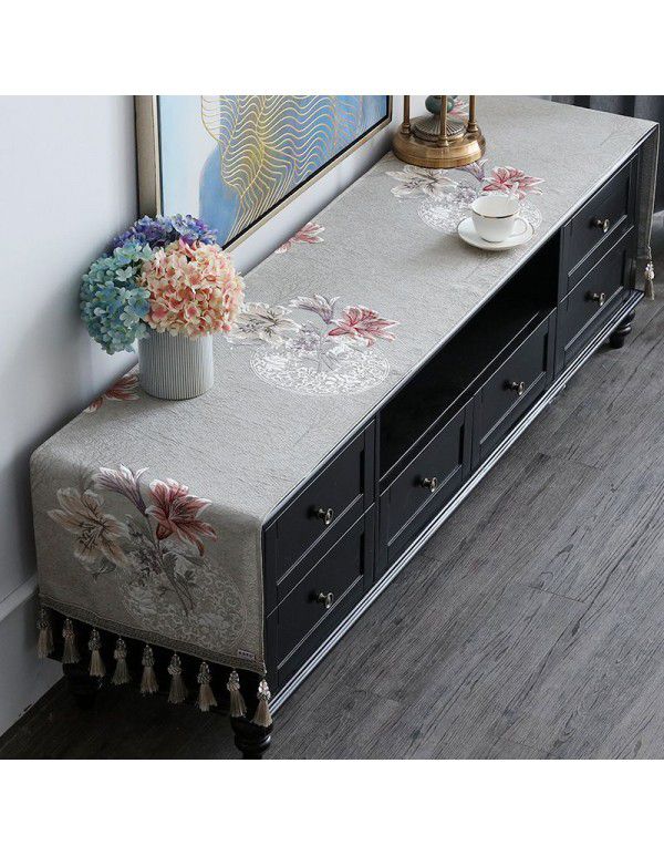 European style TV cabinet cover cloth, table cloth, rectangular tea table, living room, dust-proof cover, table cloth, table mat, shoe cabinet cloth