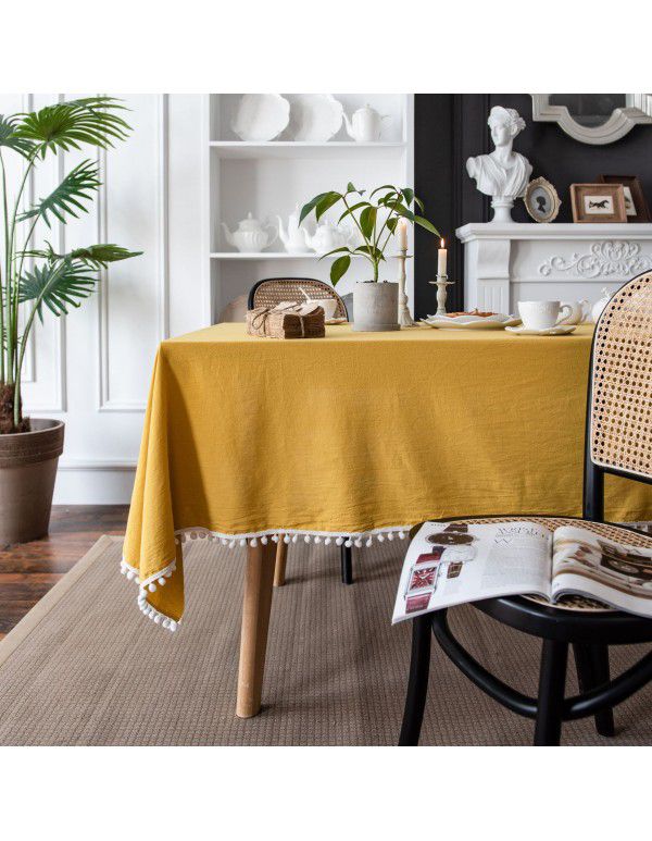 Yimanqiyun Solid INS Orange Christmas Day Table Cloth Plain Table Cloth Washed Cotton Household Rectangle