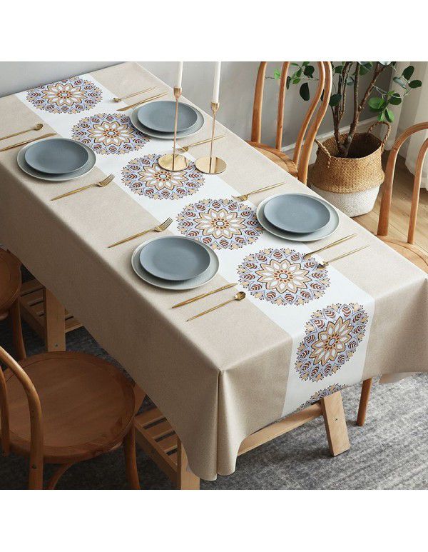 Table cloth waterproof, scald proof, oil proof, wash free pvc tea table mat rectangular light luxury table cloth