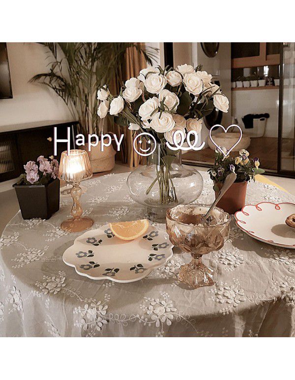 Garden tablecloth French ins style white lace retro luxury round table cloth table cloth balcony tea table cloth