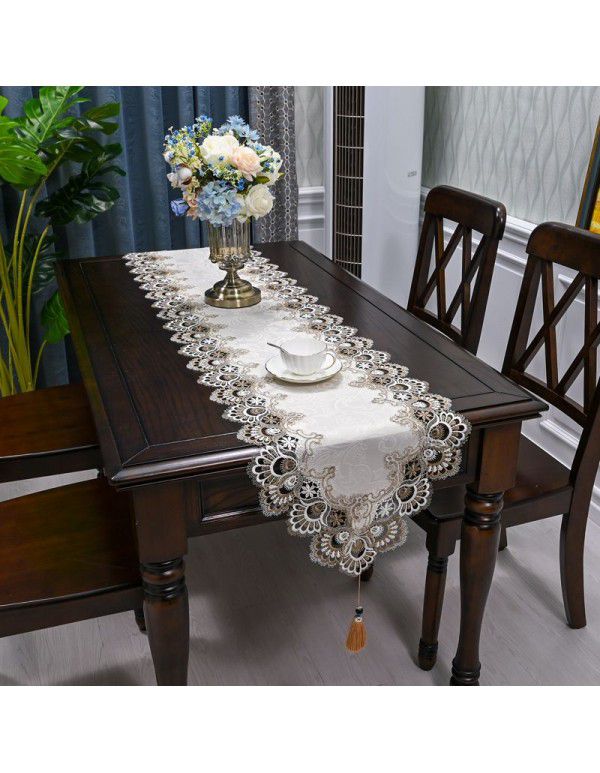 European style table, table, flag, TV cabinet, table cloth, long strip, Nordic style tea table towel, lace table cloth cover, simple cloth