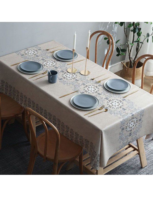 Table cloth waterproof, scald proof, oil proof, wash free pvc tea table mat rectangular light luxury table cloth