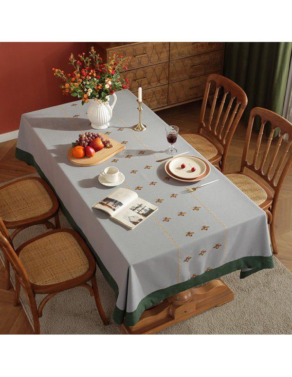 Cartoon Bee American Light and Luxury Cotton Linen Table Cloth Rectangular Table Cloth Living Room Wrapped Table Cloth Tea Table Cushion Cover