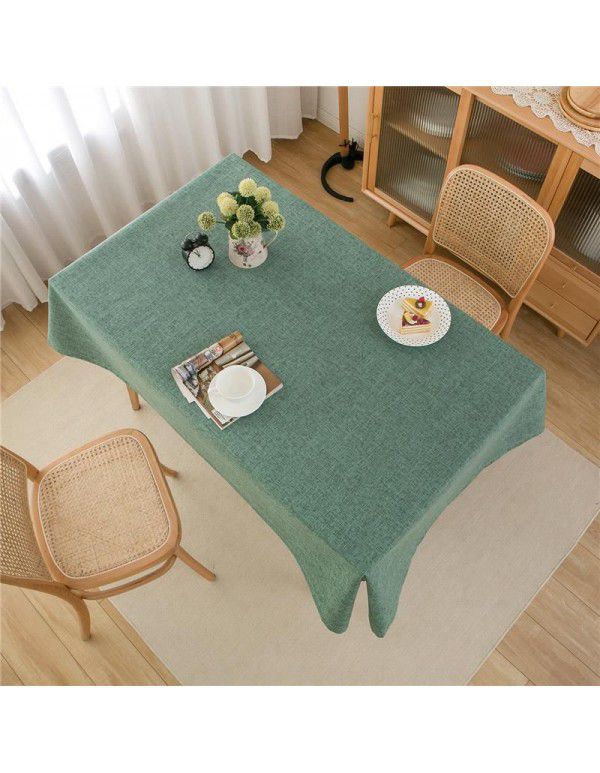 Simple tablecloth linen cotton thickened plain plain tea table cloth linen waterproof conference table rectangular tablecloth table