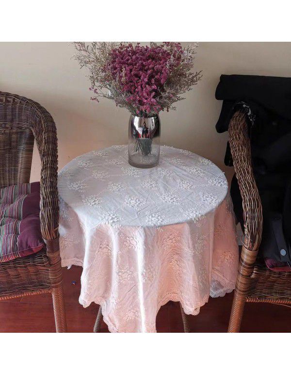 Garden tablecloth French ins style white lace retro luxury round table cloth table cloth balcony tea table cloth