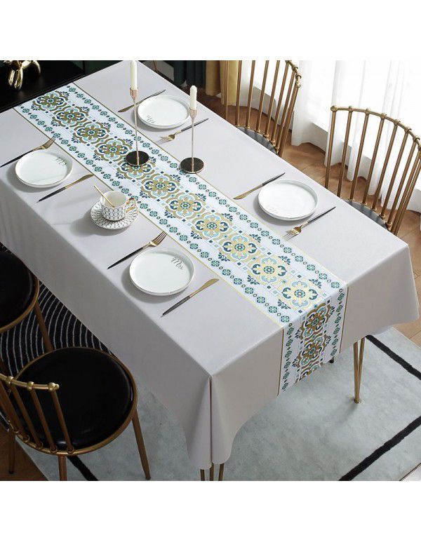 Table cloth waterproof, oil proof, wash free and hot resistant household table cloth rectangular tea table cloth Nordic simple table cloth