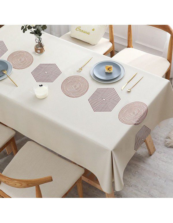 Table cloth waterproof, scald proof, oil proof, wash free pvc tea table mat rectangular light luxury table cloth