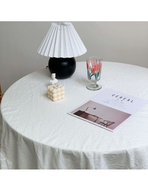 Ins Net Red Vintage Pleated Ruffles Table Cloth White Lace Shooting Background Cloth Living Room Table Cloth Home stay