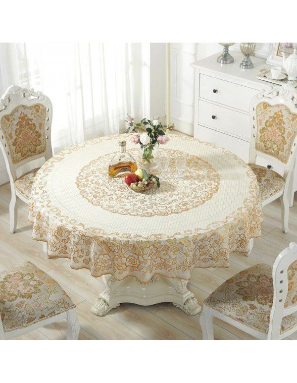 130cm round European style luxury PVC table cloth Modern simple household hotel round table bronzing table cloth