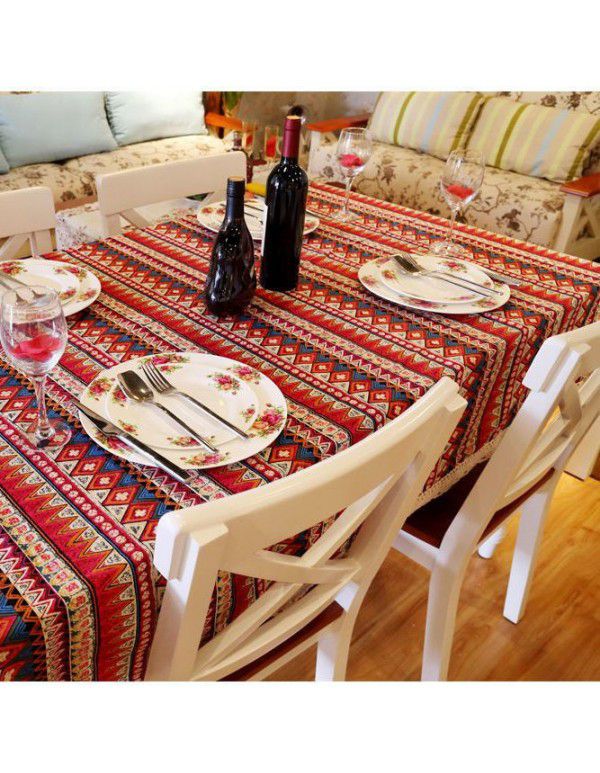 Cotton and linen table cloth, simple lattice, Nordic desk, student dormitory, square lace, cute computer table cloth