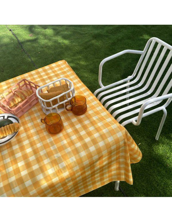 Wholesale ins hanfeng simple table cloth round table plaid table cloth small fresh desk plush background cloth factory