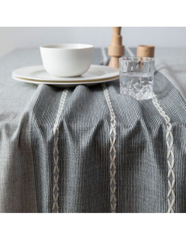 Table cloth waterproof and antifouling cotton linen Japanese rectangular tea table cloth table mat simple linen desk student cloth