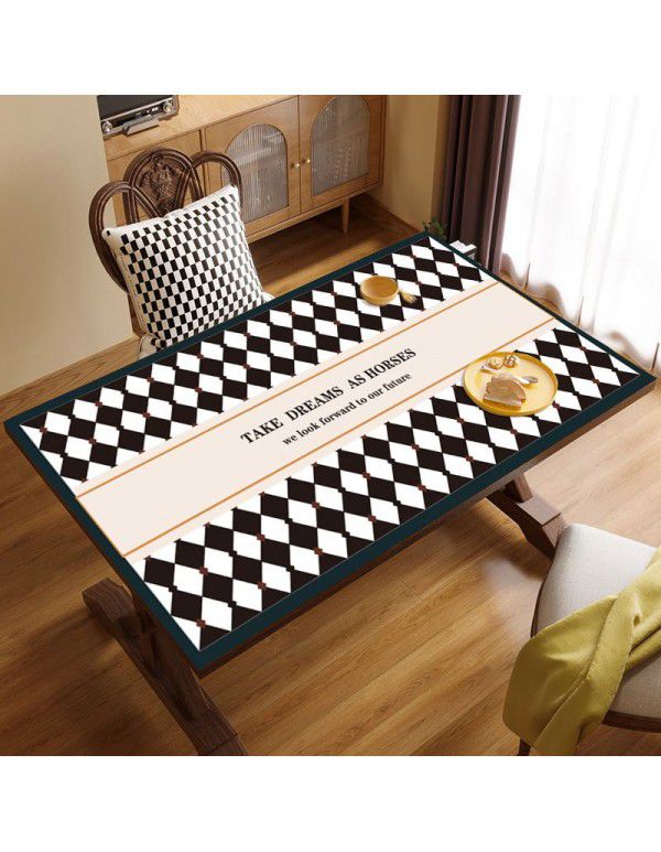 Vintage chessboard leather table mat waterproof oil proof table mat wash free hot resistant table cloth tea table desk desk mat