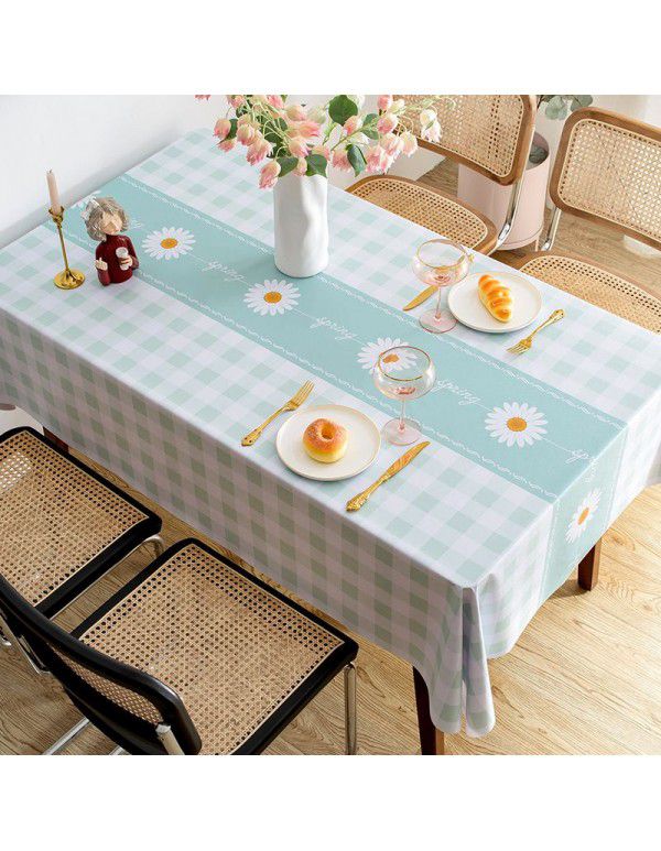 Table cloth waterproof, scald proof, oil proof, wash free pvc tea table mat rectangular light luxury table cloth