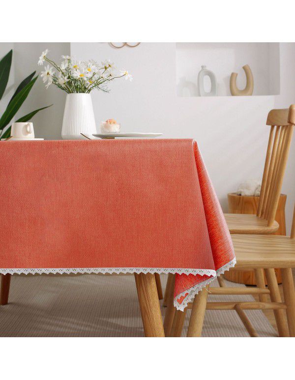 Cross border Amazon cotton and linen table cloth waterproof, oil proof, wash free, solid color table cloth restaurant tea table cloth spot wholesale