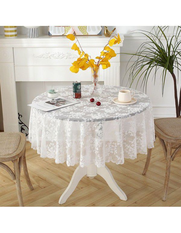 Lace tablecloth round small round table cloth Nordic vintage white ins style tablecloth net red dessert table cover