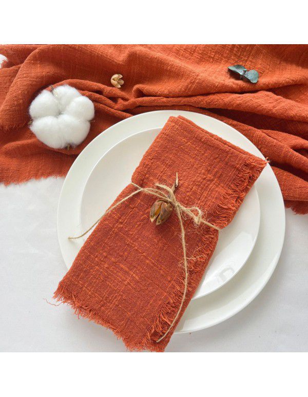 Cross border factory directly supplies pure cotton orange green tablecloth Western restaurant pure cotton gauze Hotel wedding banquet tablecloth