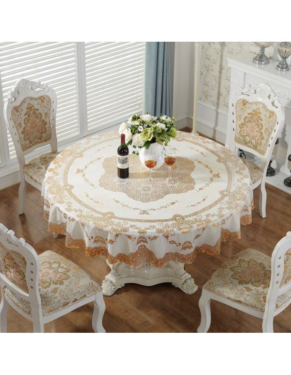 130cm round European style luxury PVC table cloth Modern simple household hotel round table bronzing table cloth