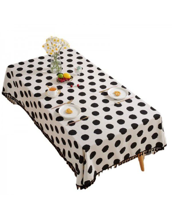 Lexuan Xiu cotton linen thickened tablecloth black and white simple ins wind cotton linen wholesale picnic party tablecloth cover