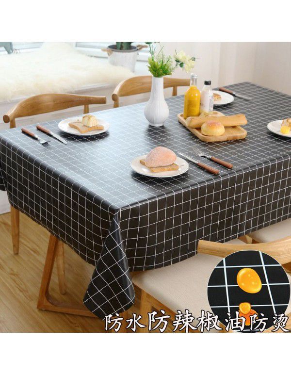 Tea table table cloth waterproof, scald proof, oil proof, wash free rectangular table mat ins wind light luxury plastic table cloth substitute