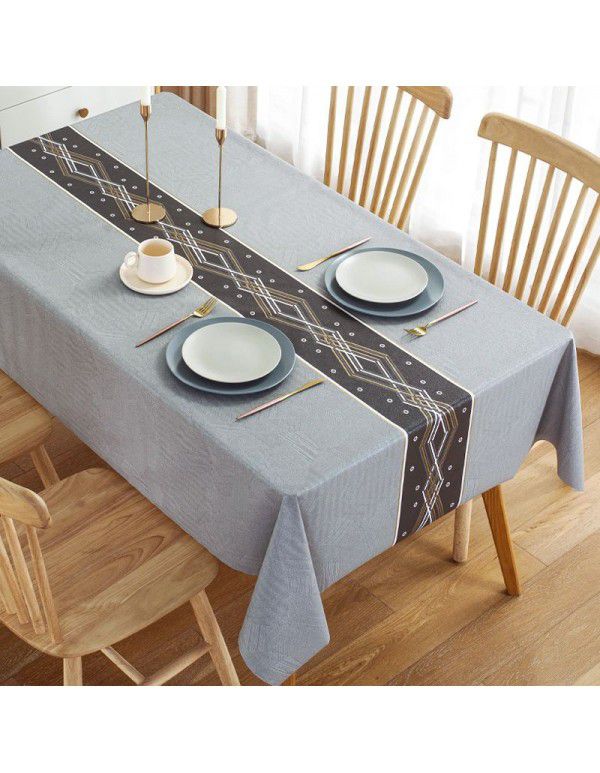 Table cloth waterproof, oil proof, wash free and hot resistant household table cloth rectangular tea table cloth Nordic simple table cloth