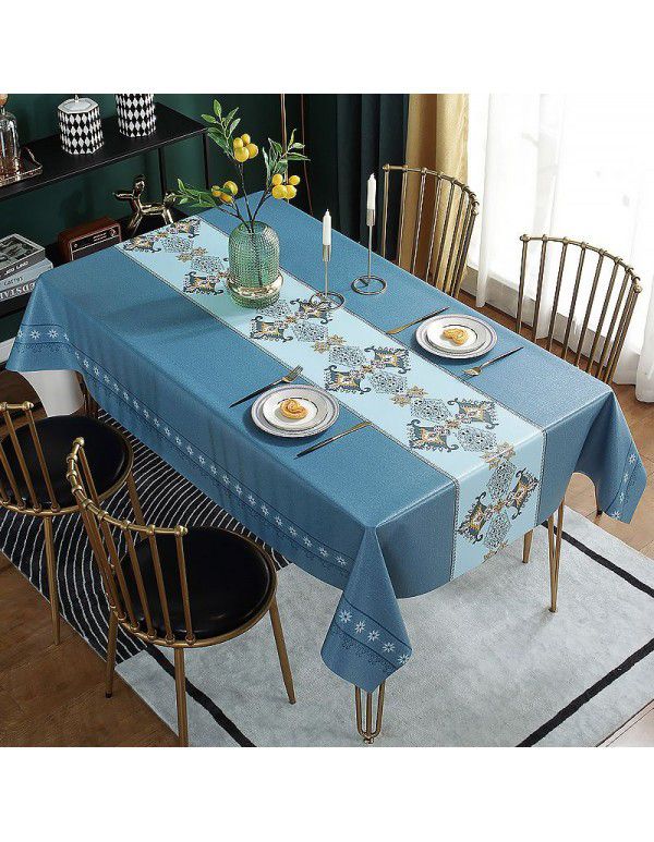 Table cloth waterproof, oil proof, wash free and hot resistant household table cloth rectangular tea table cloth Nordic simple table cloth