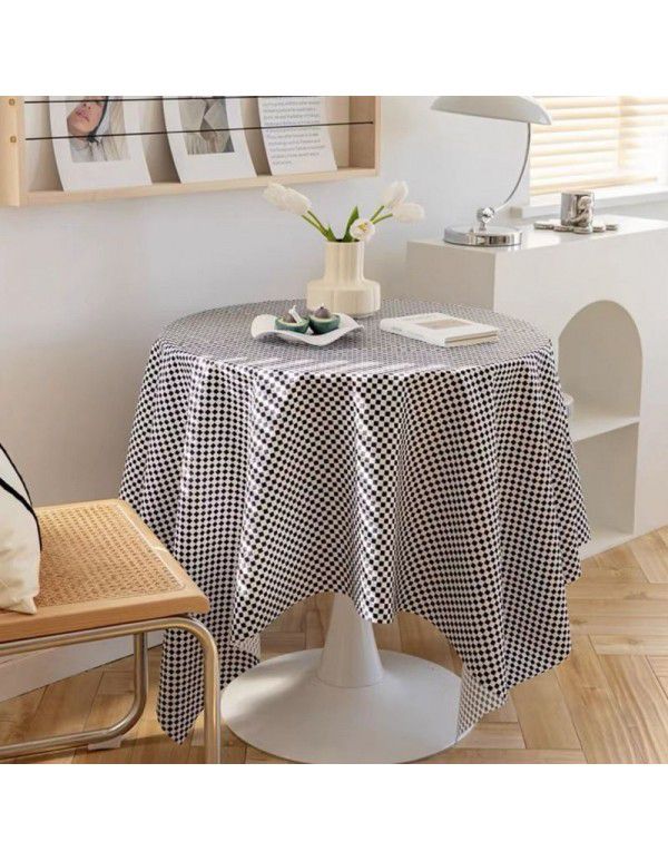 Wholesale ins hanfeng simple table cloth round table plaid table cloth small fresh desk plush background cloth factory