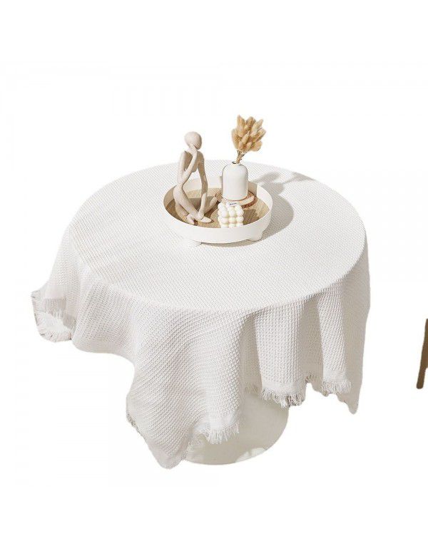 French tablecloth ins Japanese cotton linen white high-grade luxury tea table table table cloth bedside table cloth