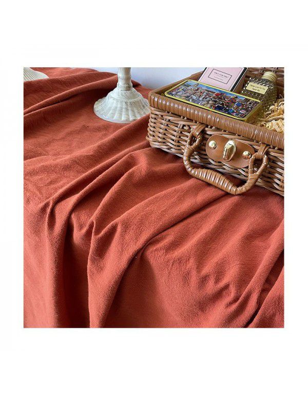 French Orange Solid Table Cloth European Vintage Food Dessert Background Table Cloth Living Room Log Tea Table Table Cover Table Cloth Pad