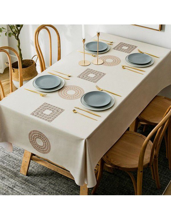 Table cloth waterproof, scald proof, oil proof, wash free pvc tea table mat rectangular light luxury table cloth