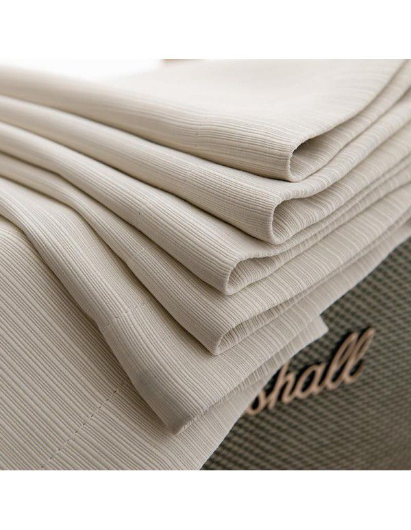 Modern simple thousand silk cotton curtain, solid color blackout cloth, cream color curtain, light luxury, vertical stripe, living room and bedroom project