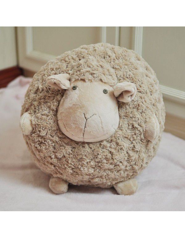 Exported to South Korea Single Little Sheep Doll Pillow Lovely Round Ball Sheep Plush Toy Comfort Puppy Sheep Pillow Doll