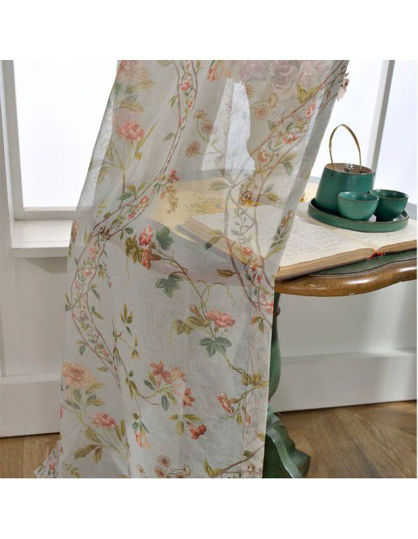 [Linglong] Curtain cloth directly supplied by the manufacturer Modern rural American style polyester cotton printed curtain screen