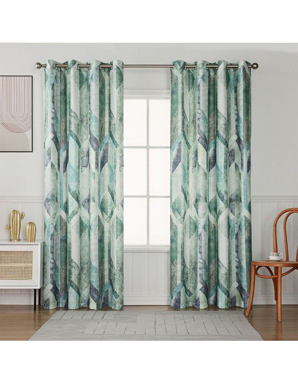 Nordic printing decorative curtain cloth Modern client bedroom shading cloth Polyester curtain cloth wholesale