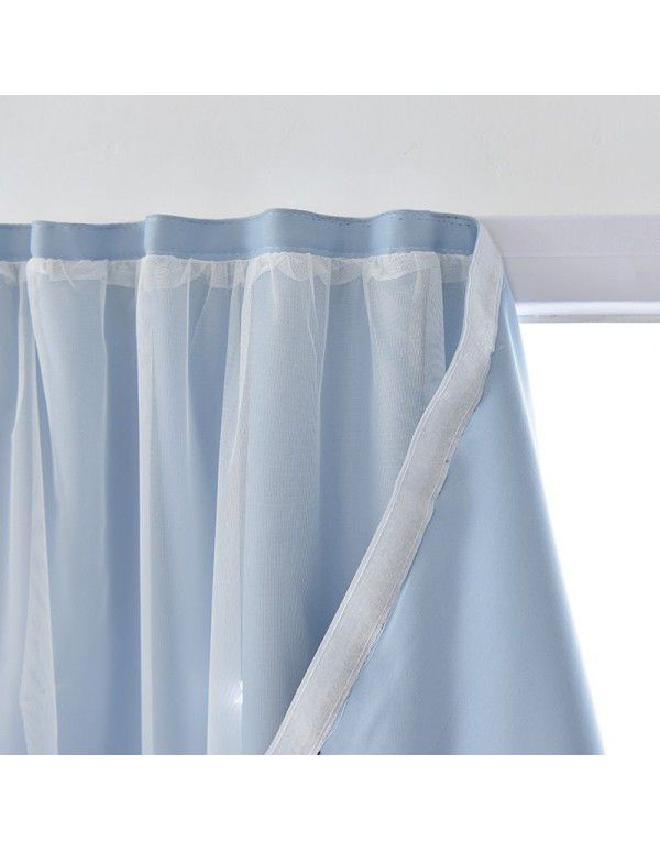 Velcro hollow hole free high blackout curtain cloth wholesale Nordic net red curtain finished product