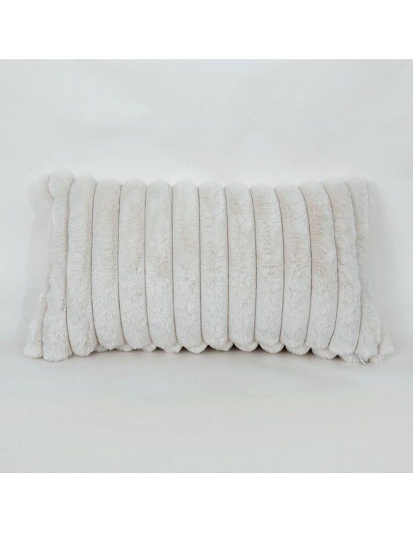 Wholesale simple rabbit hair stripe living room balcony sofa cushion bedroom bedding office lunch break pillow