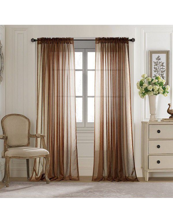 Simple plain color window screens, curtain screens, finished products, living room, bedroom, balcony, blackout curtains, matching yarn, spot supply, cross-border