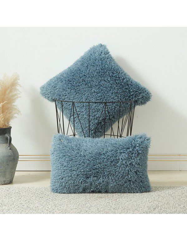 Pure color plush cashmere autumn and winter straw wool cushion cover ins wind non core pillow waist linen cushion cover