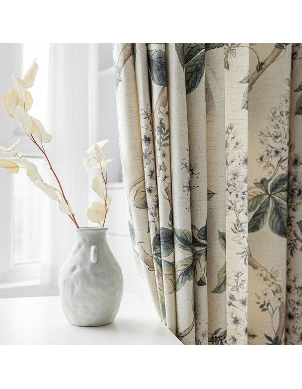 Nordic style curtains, living room, bedroom, cotton and linen blackout curtains, customized modern simple curtain cloth printing, new model 2021