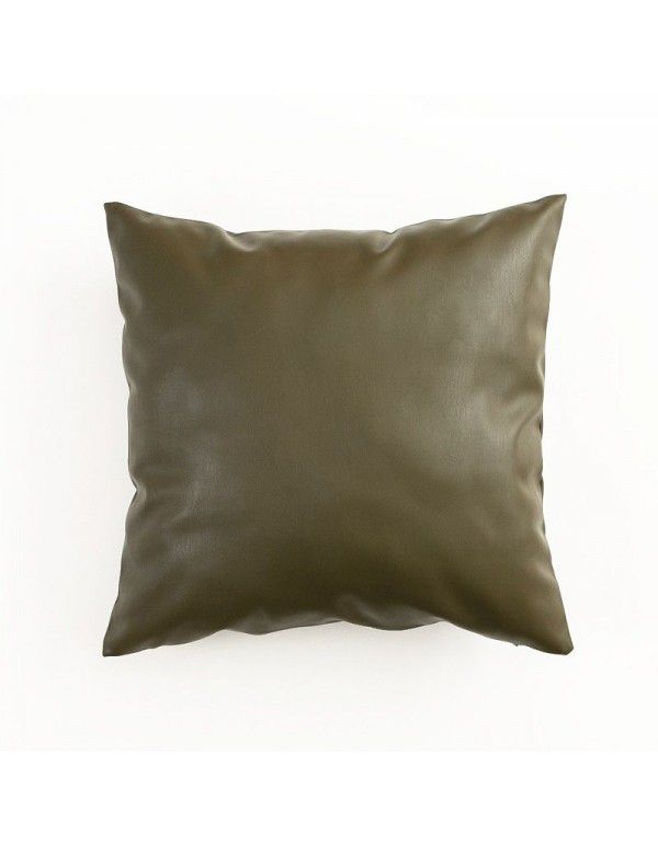 Soft imitation cow leather light luxury pillow cover leather texture waist pillow living room sofa science and technology cloth cushion imitation leather pillow