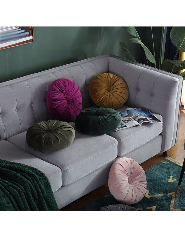 Autumn and winter Dutch velvet round thickened pillow Office waist against Nordic ins solid color bedside sofa Pumpkin pillow