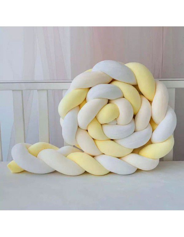 Ins Popular Danish Knitted Long Knot Throw Pillow kont Ball Three Strand fried dough twist Braid Baby Bed Anti collision Bed Circumference