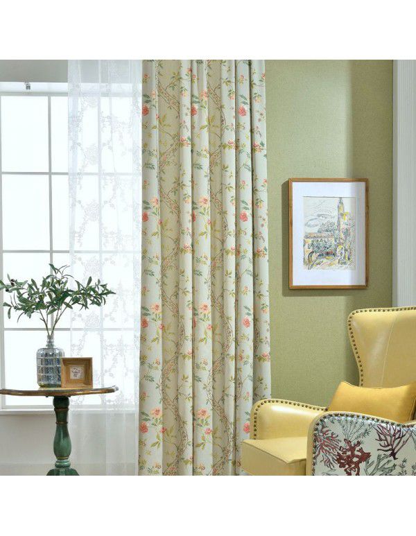 [Linglong] Curtain cloth directly supplied by the manufacturer Modern rural American style polyester cotton printed curtain screen