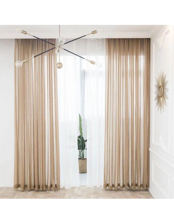 Curtain screen, white linen, thickened window screen, finished bedroom partition screen, floating window, white screen, balcony screen