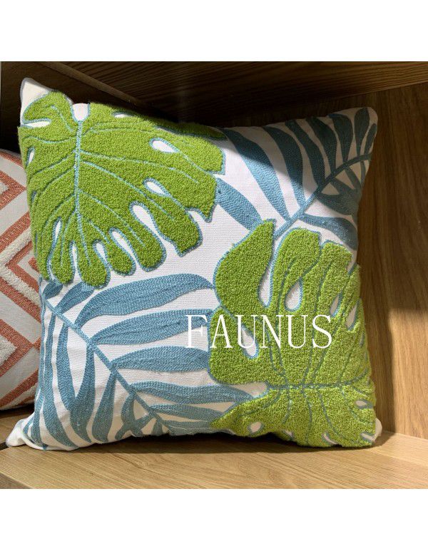 Support large customized American plant leaves, towel embroidery, pillow quality furniture, living room embroidery, cushion 3050
